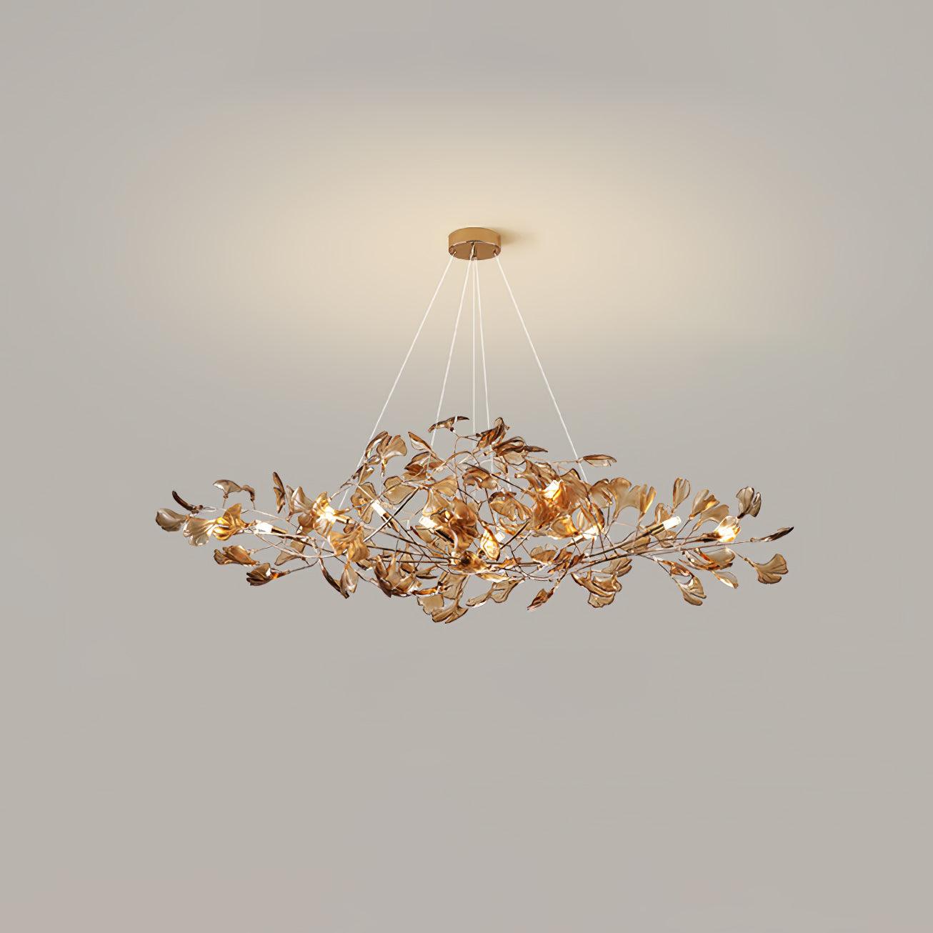 Acrylic Ginkgo Leaf Chandelier - Elegant Design with Adjustable Height