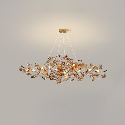 Acrylic Ginkgo Leaf Chandelier - Elegant Design with Adjustable Height