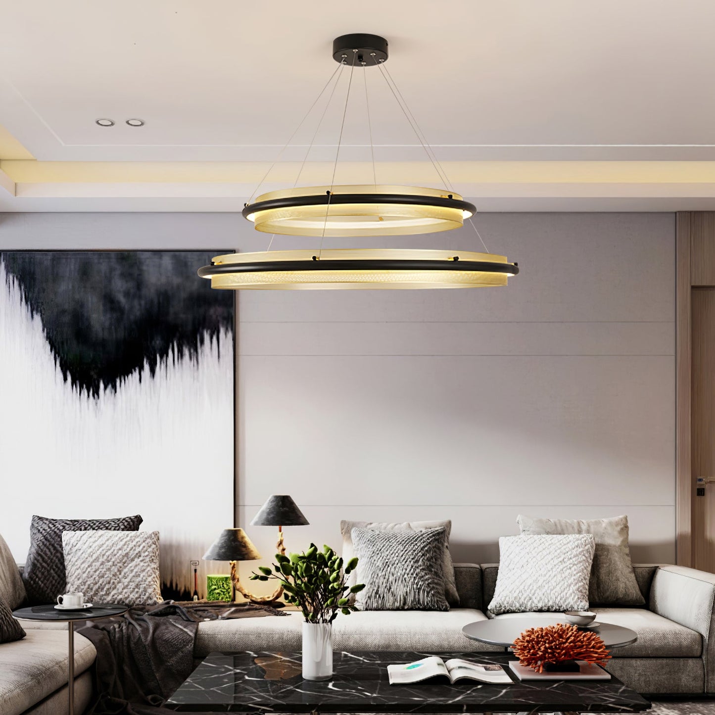 Modern Acrylic LED Round Chandelier with Dimmable Light & Energy Effic
