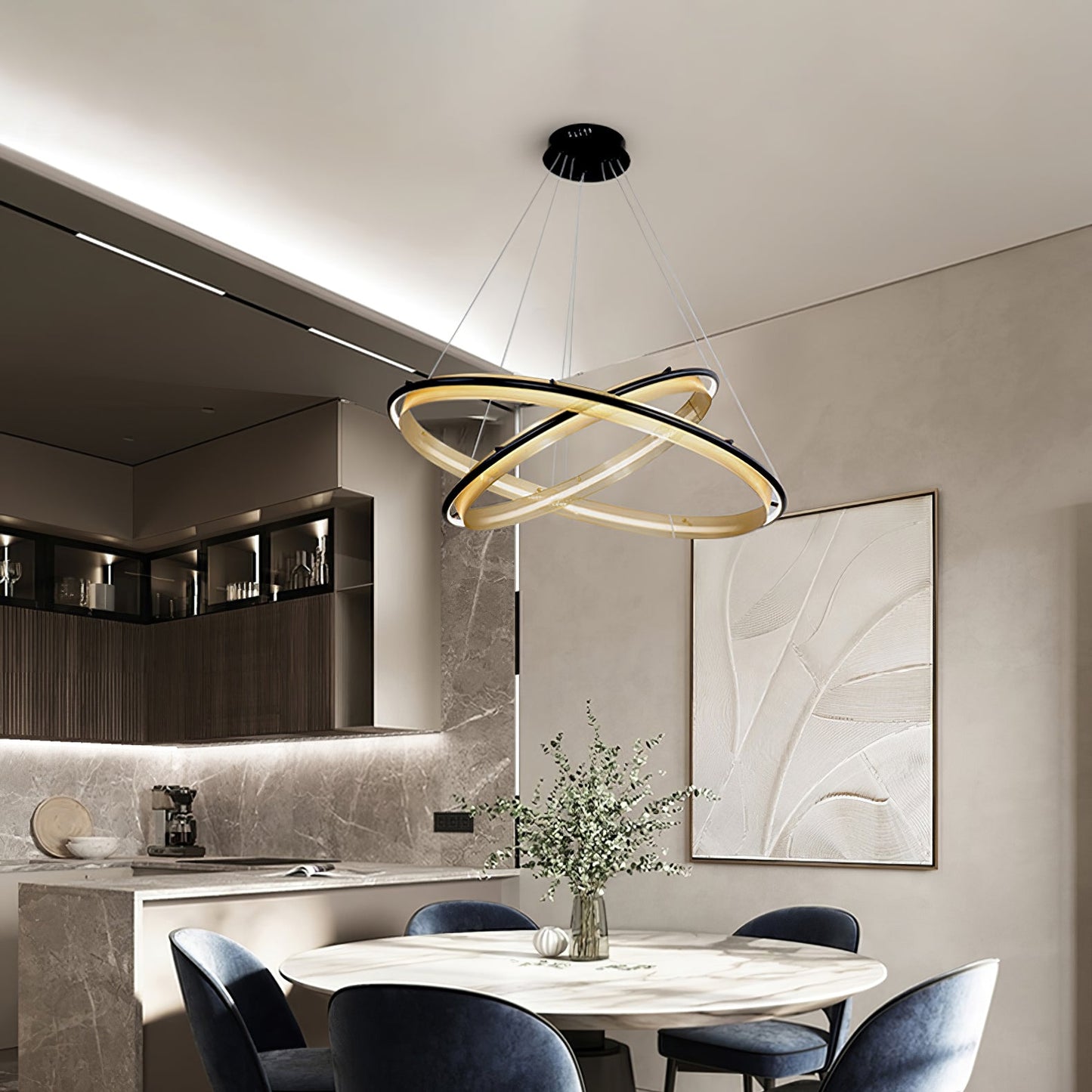 Modern Acrylic LED Round Chandelier with Dimmable Light & Energy Effic