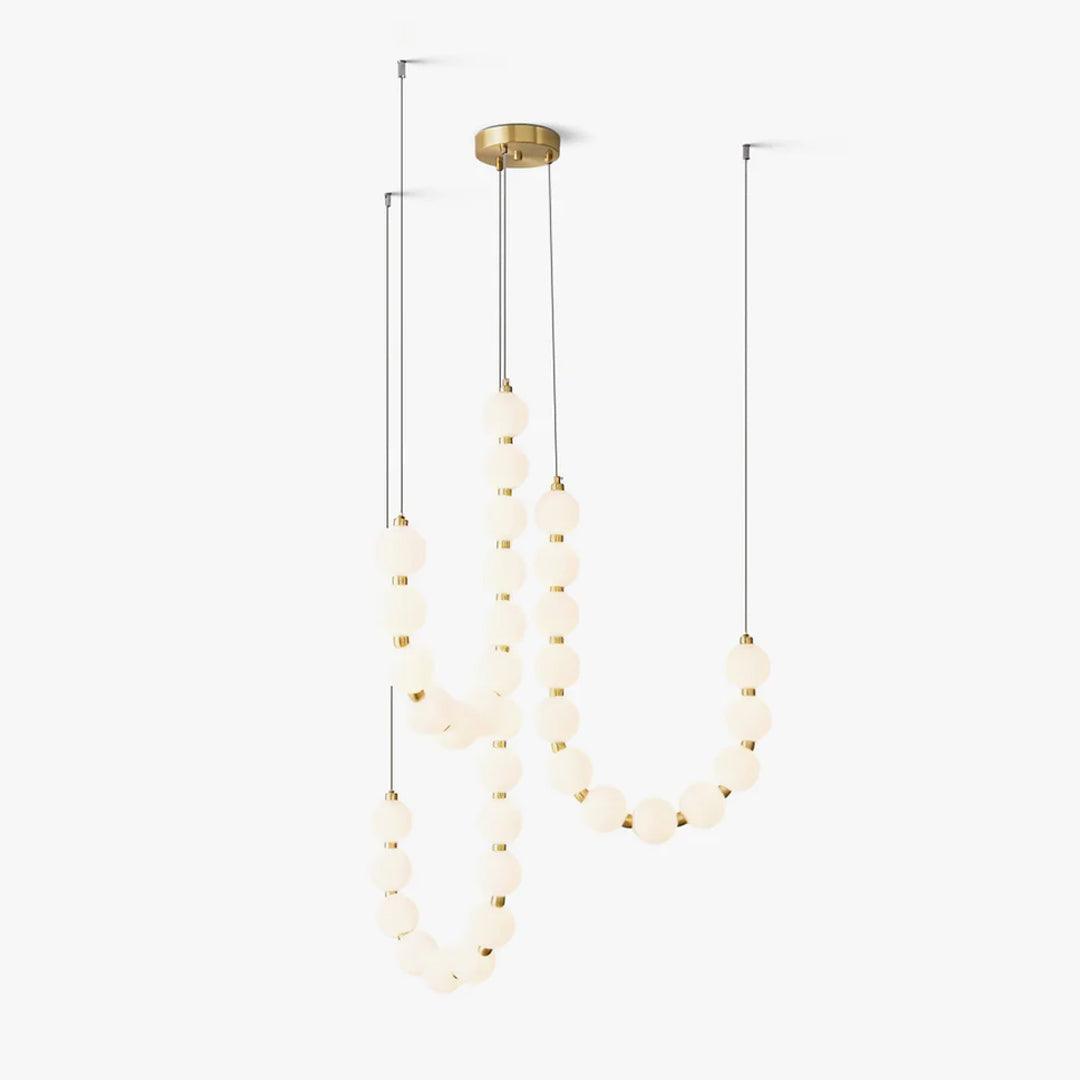 Elegant Glass Pearl Necklace Chandelier with Adjustable Height & Cryst