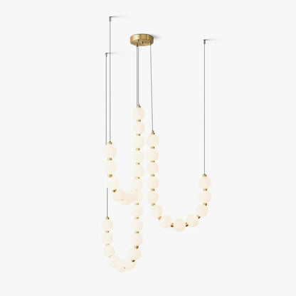 Elegant Glass Pearl Necklace Chandelier with Adjustable Height & Cryst