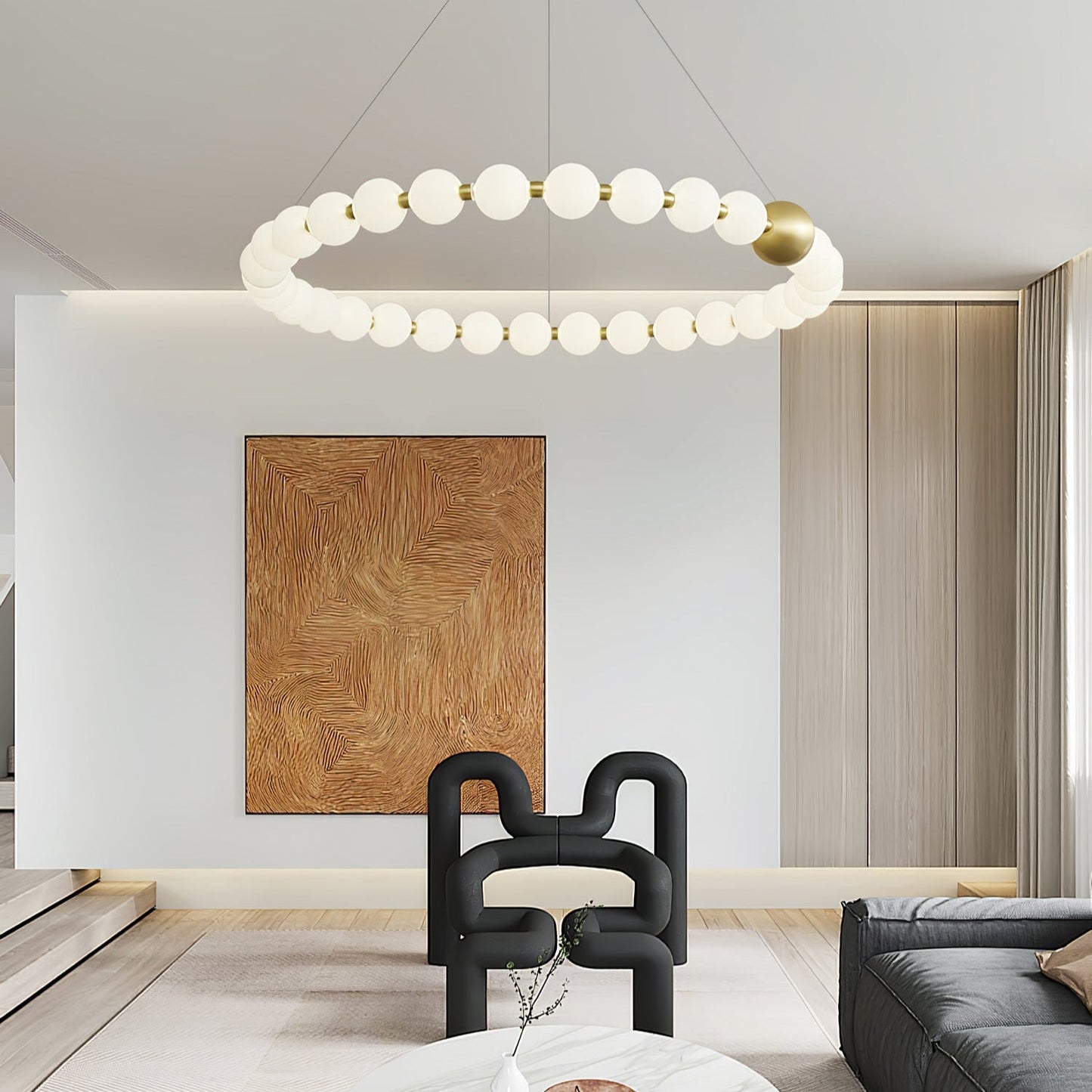 Elegant Acrylic Pearls Chandelier - Modern Design, Adjustable Height