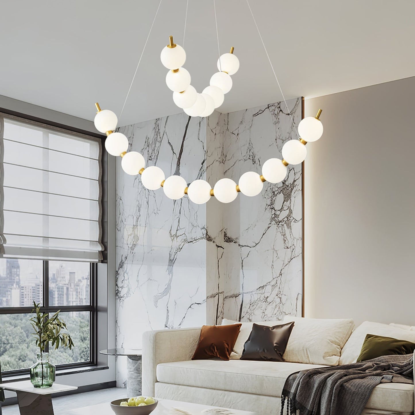 Elegant Acrylic Pearls Chandelier - Modern Design, Adjustable Height