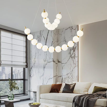 Elegant Acrylic Pearls Chandelier - Modern Design, Adjustable Height