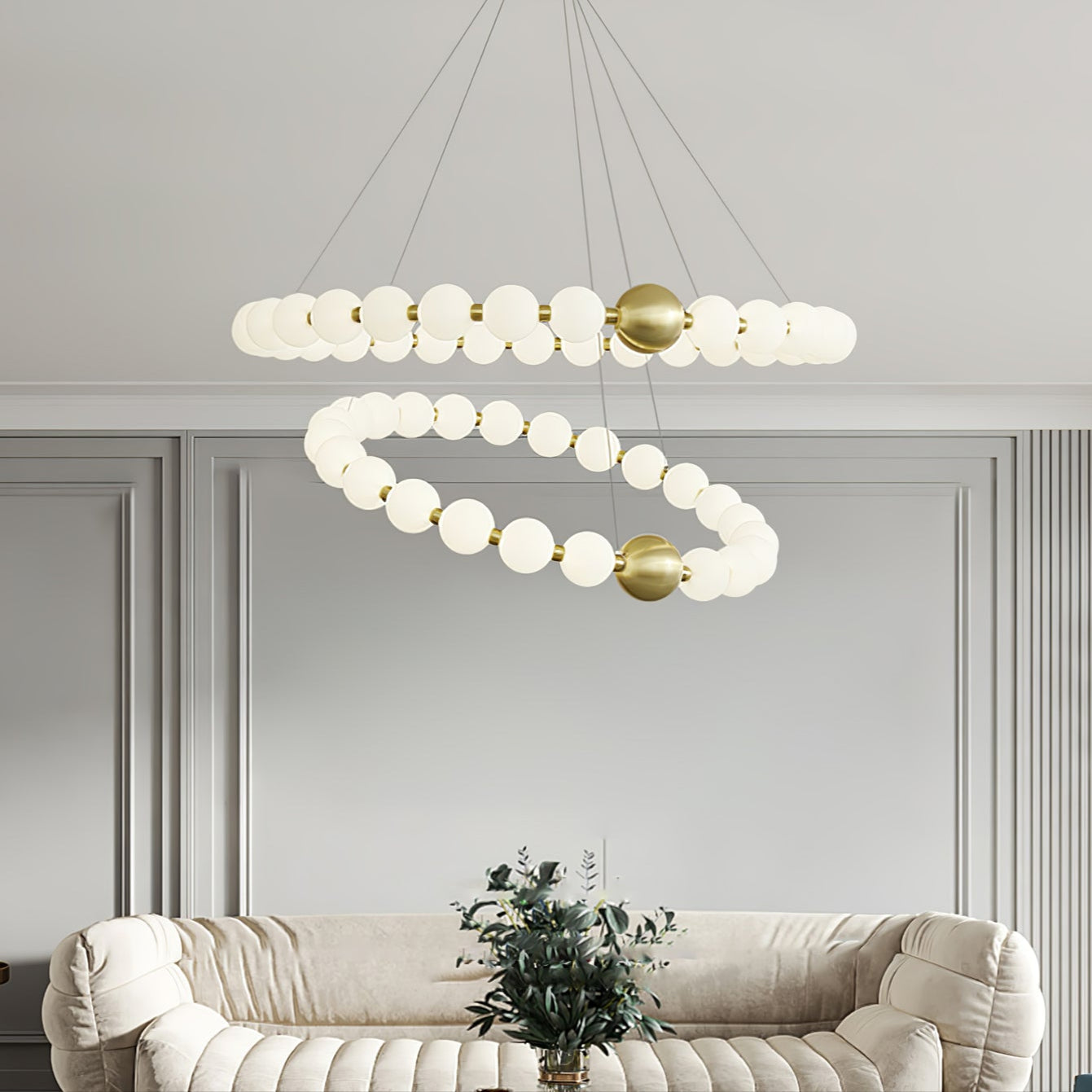 Elegant Acrylic Pearls Chandelier - Modern Design, Adjustable Height