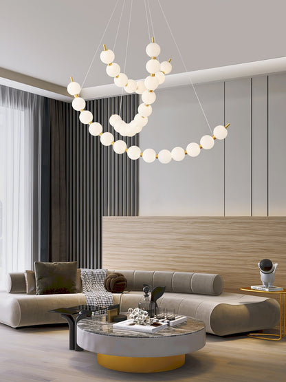 Elegant Acrylic Pearls Chandelier - Modern Design, Adjustable Height