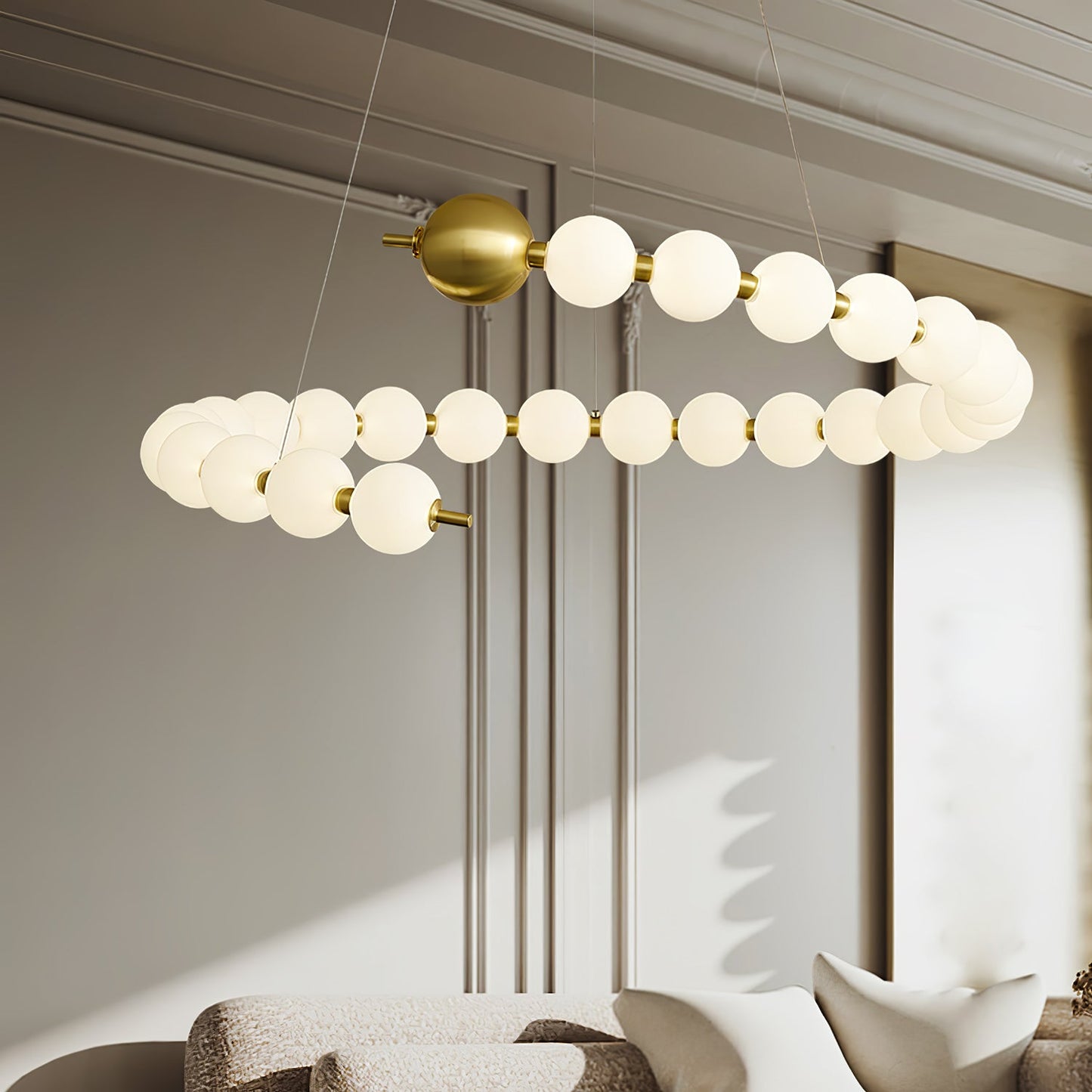 Elegant Acrylic Pearls Chandelier - Modern Design, Adjustable Height