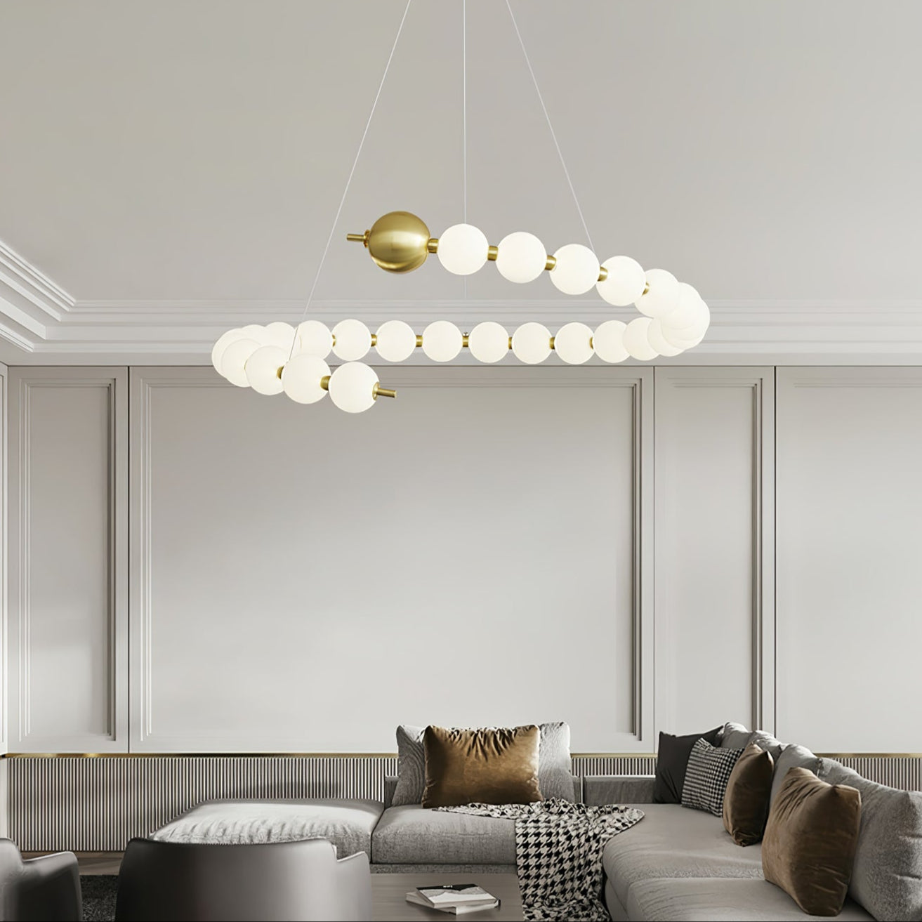 Elegant Acrylic Pearls Chandelier - Modern Design, Adjustable Height