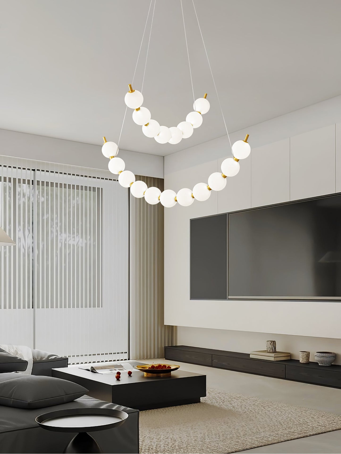 Elegant Acrylic Pearls Chandelier - Modern Design, Adjustable Height