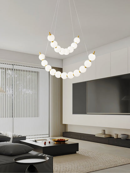 Elegant Acrylic Pearls Chandelier - Modern Design, Adjustable Height