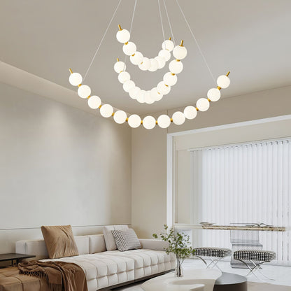 Elegant Acrylic Pearls Chandelier - Modern Design, Adjustable Height