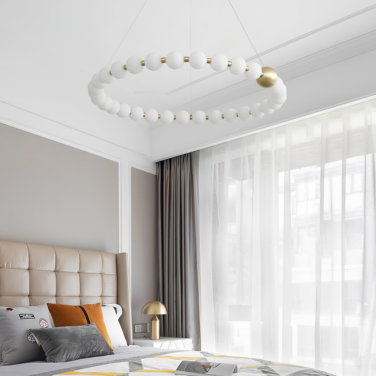 Elegant Acrylic Pearls Chandelier - Modern Design, Adjustable Height