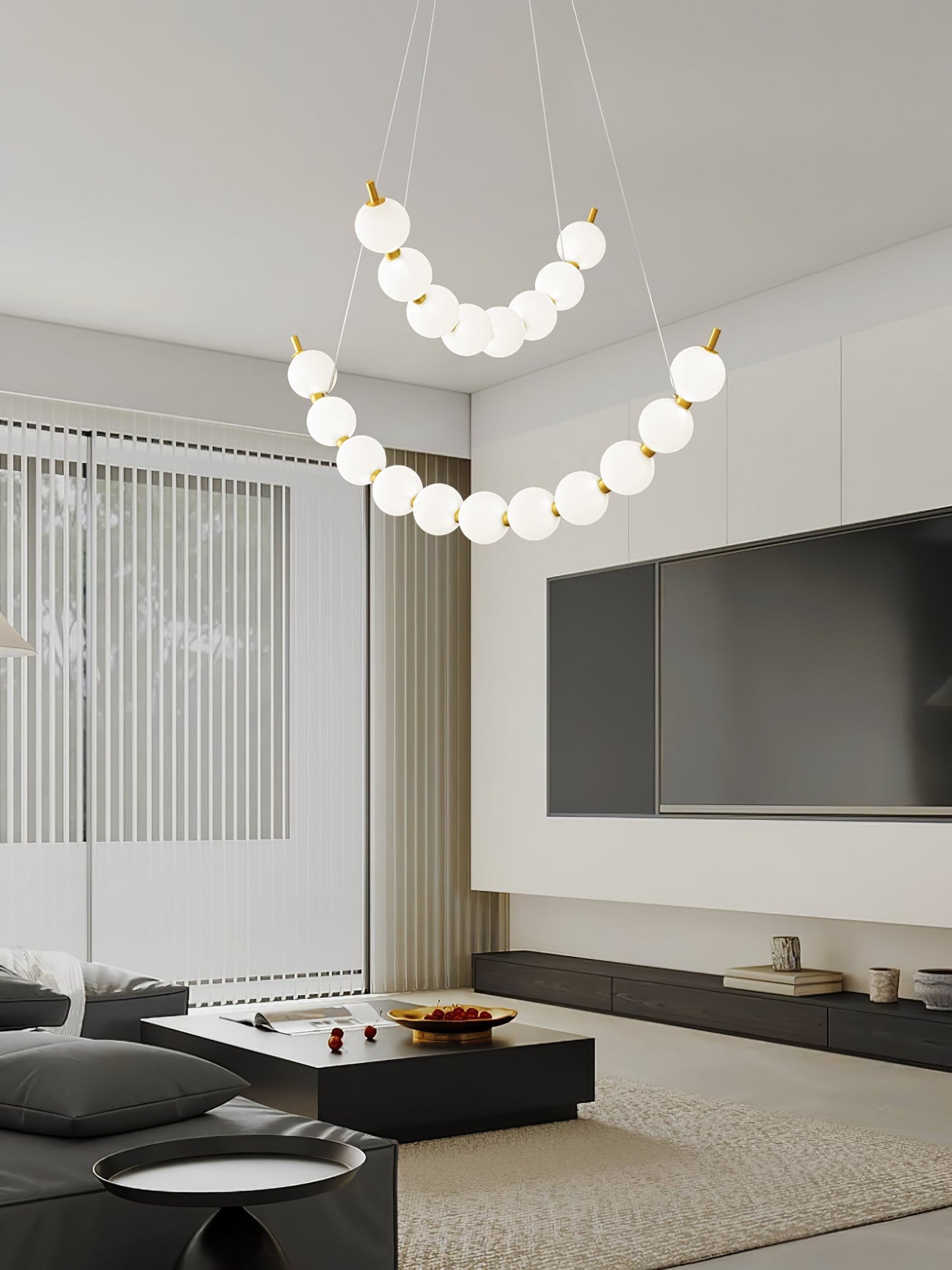 Elegant Acrylic Pearls Chandelier - Modern Design, Adjustable Height