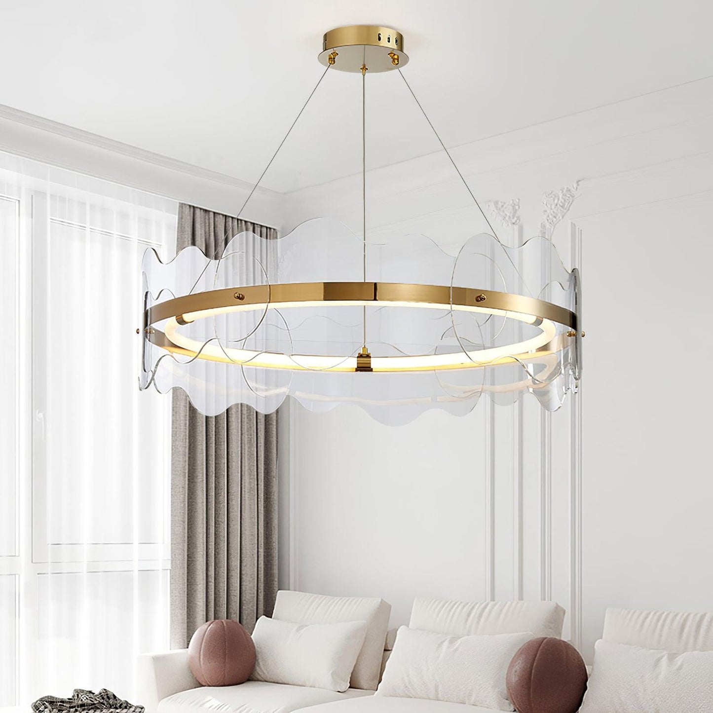 Elegant Acrylic Wave Chandelier with Energy-Efficient LED Lighting