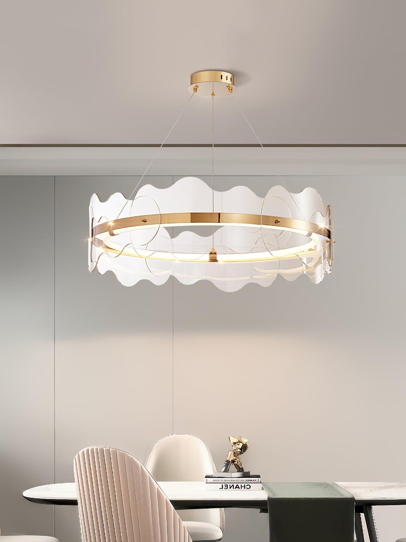 Elegant Acrylic Wave Chandelier with Energy-Efficient LED Lighting