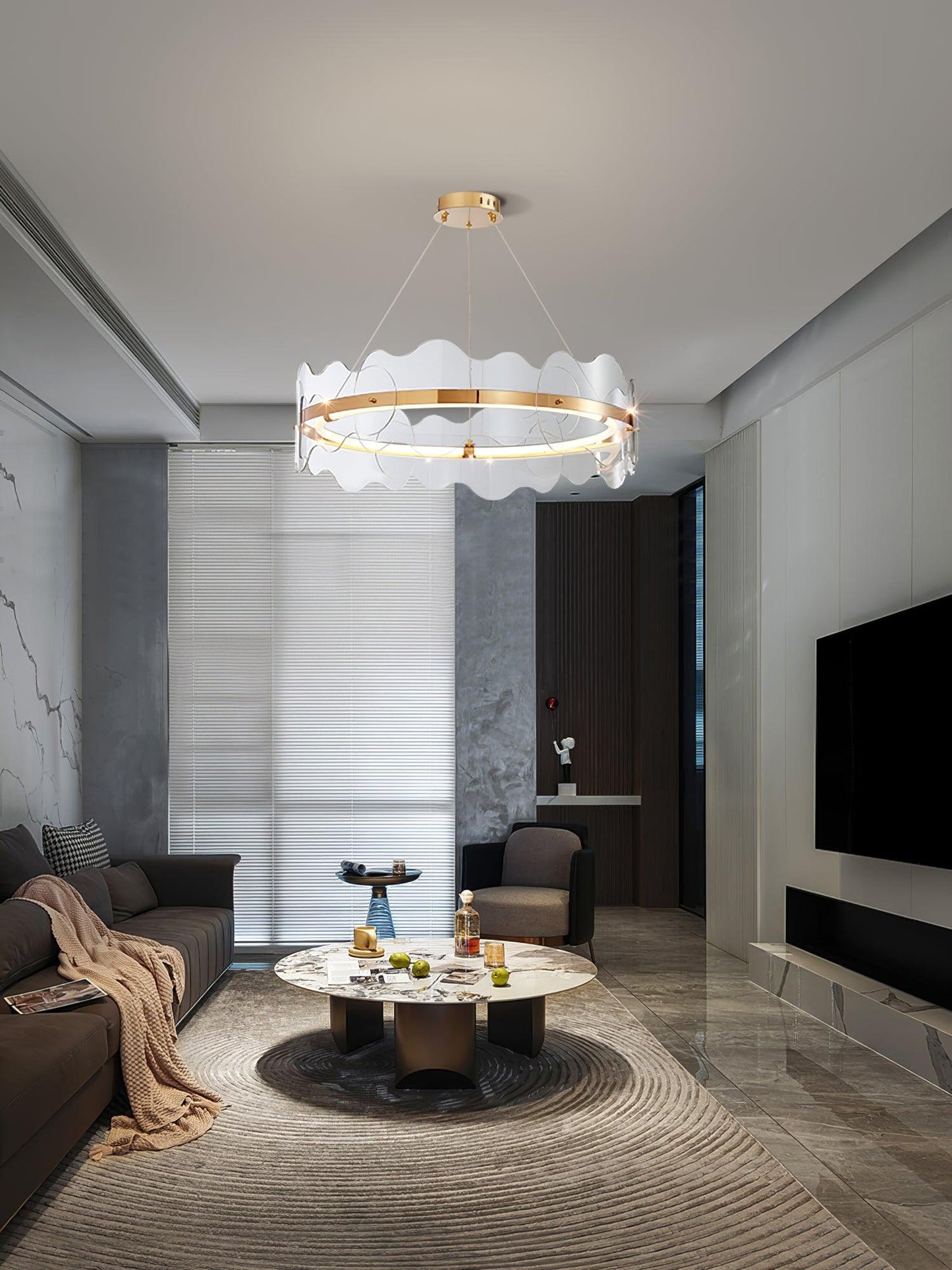 Elegant Acrylic Wave Chandelier with Energy-Efficient LED Lighting