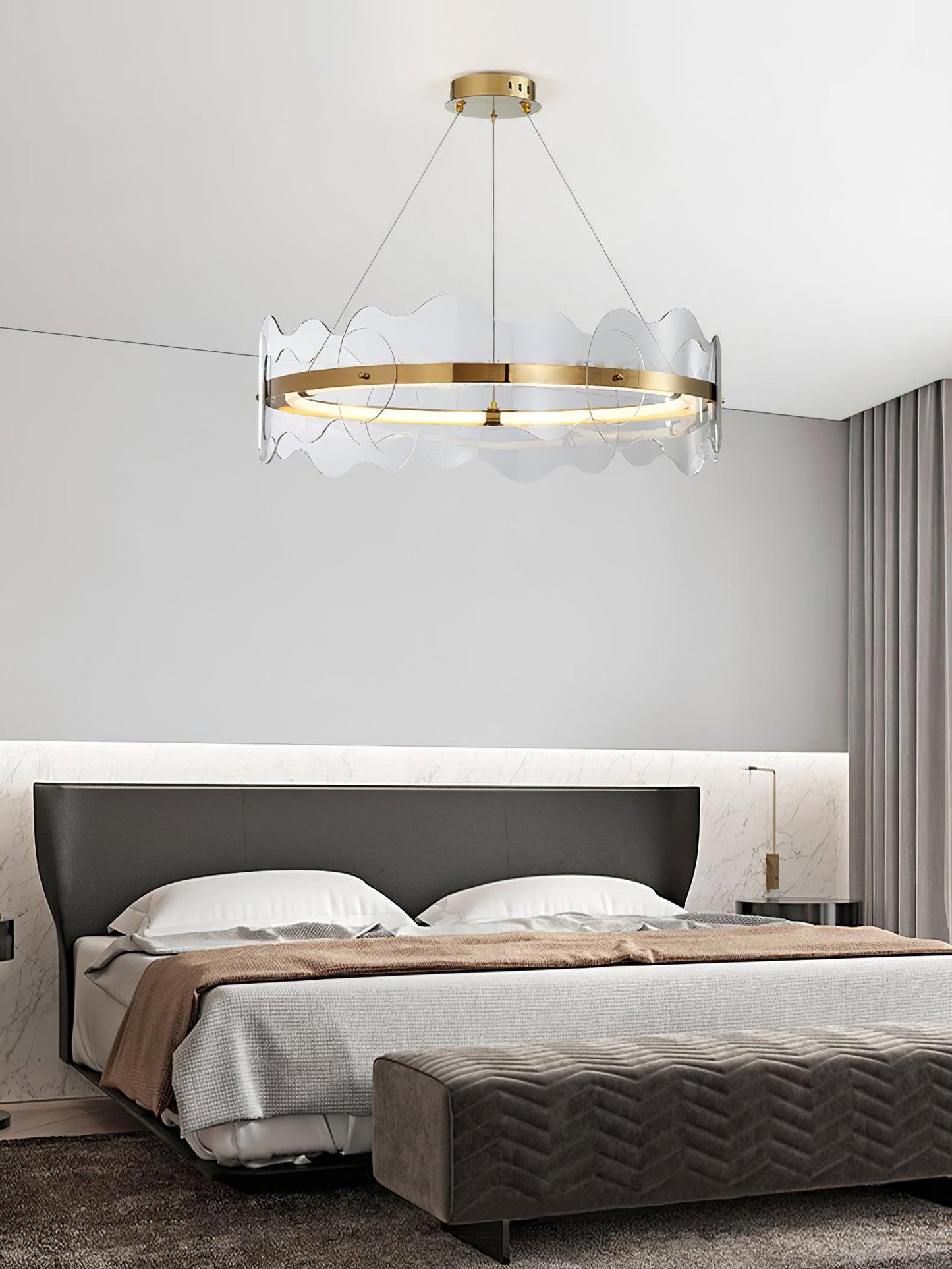 Elegant Acrylic Wave Chandelier with Energy-Efficient LED Lighting