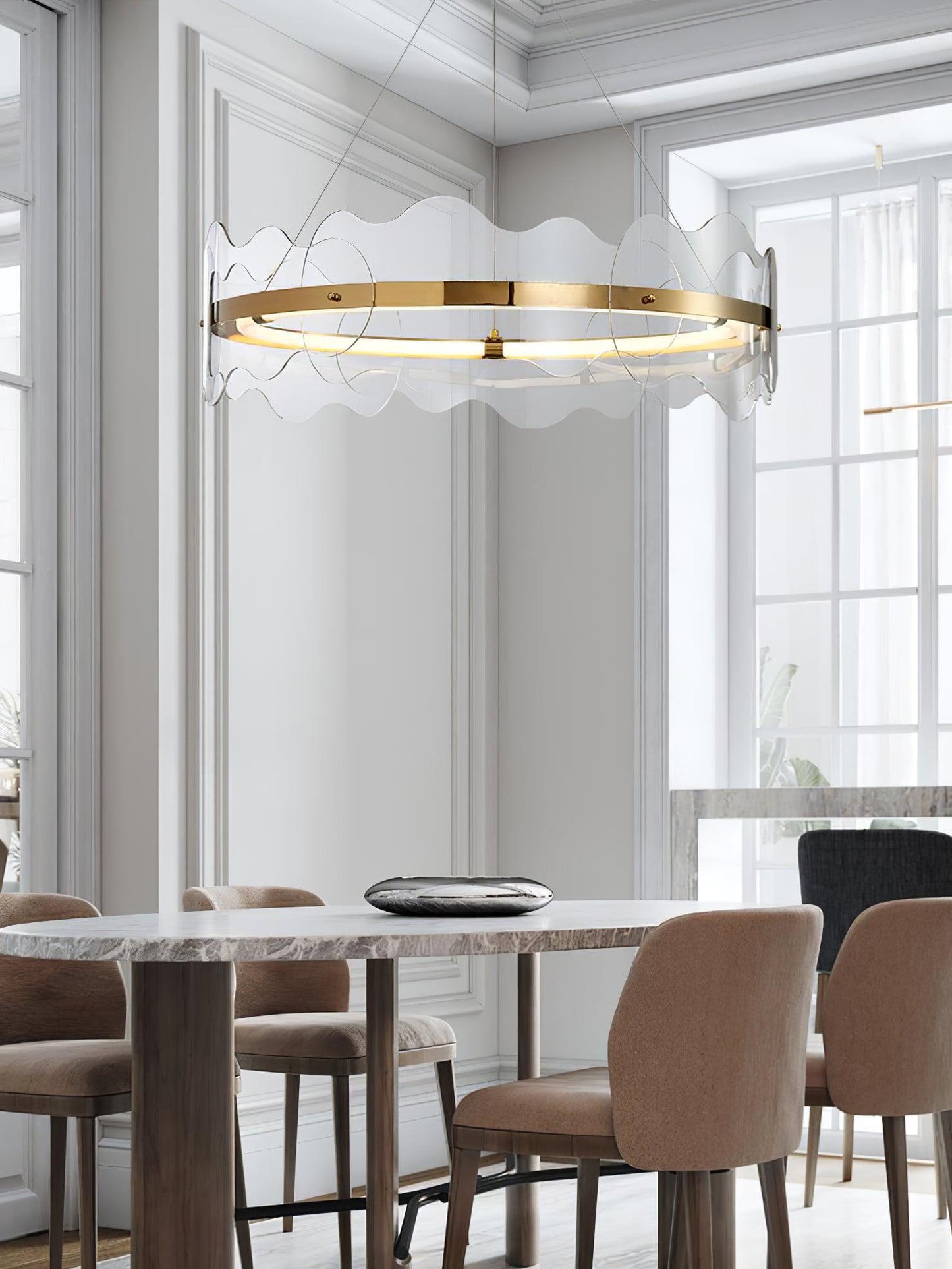 Elegant Acrylic Wave Chandelier with Energy-Efficient LED Lighting
