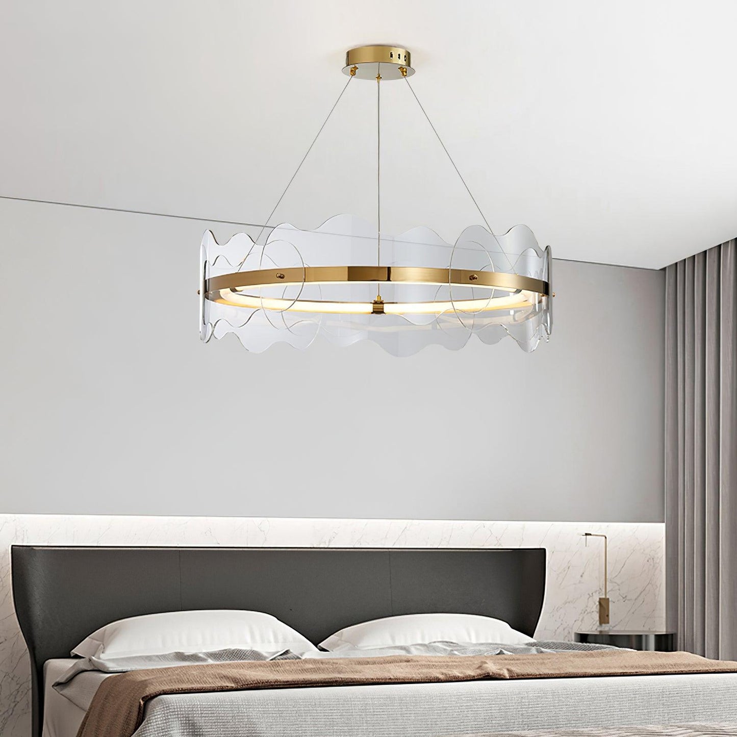Elegant Acrylic Wave Chandelier with Energy-Efficient LED Lighting