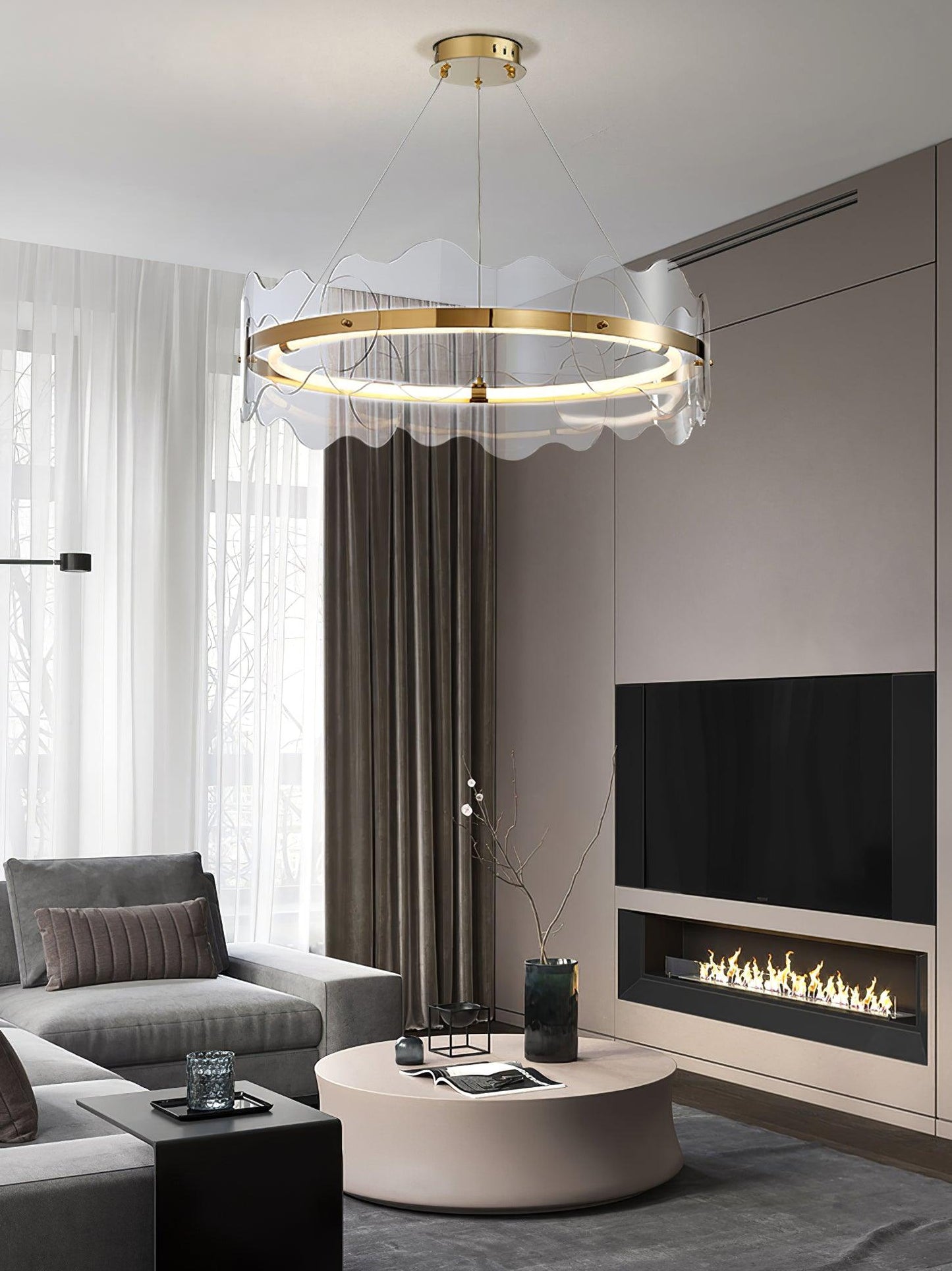 Elegant Acrylic Wave Chandelier with Energy-Efficient LED Lighting