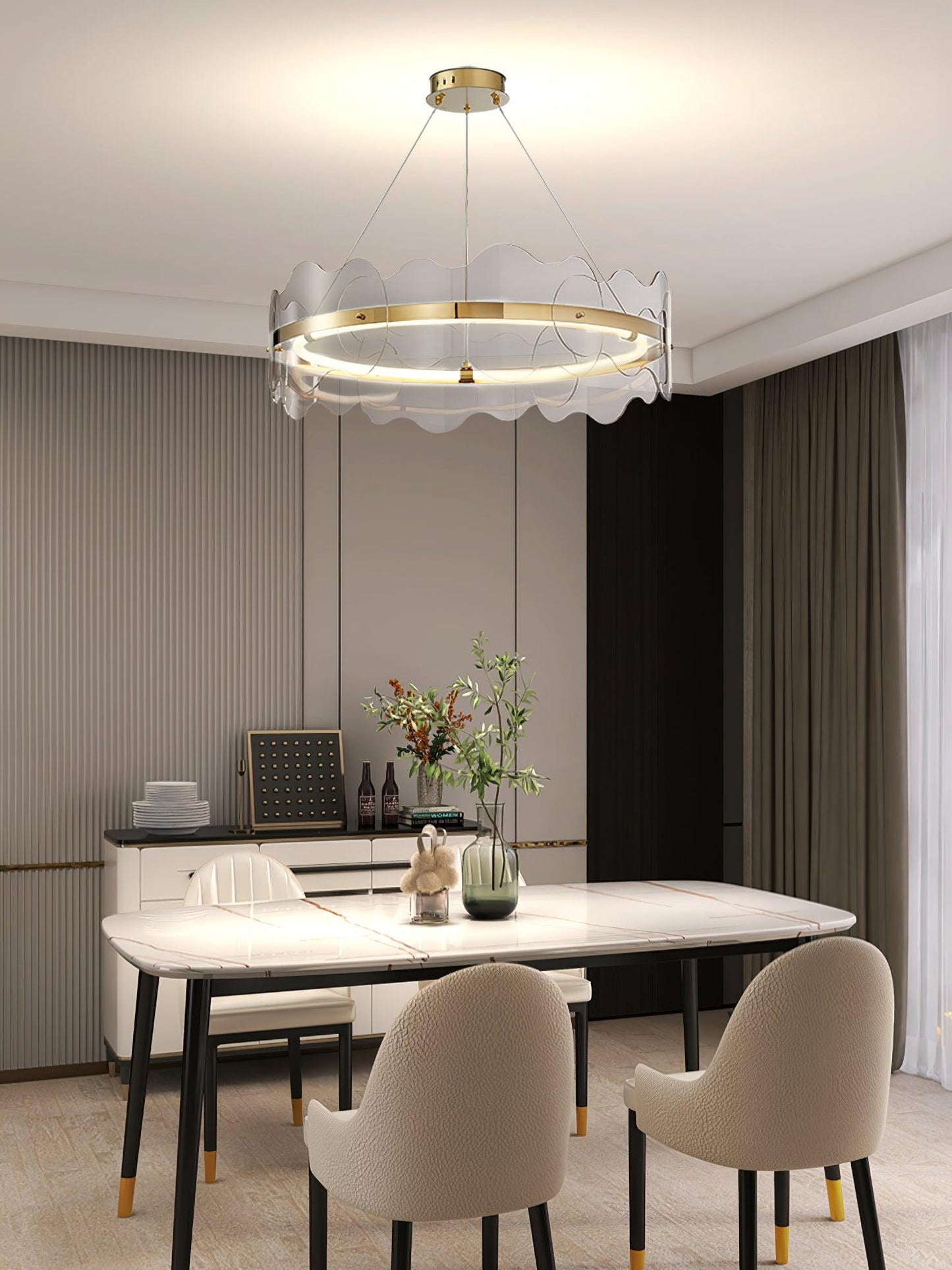Elegant Acrylic Wave Chandelier with Energy-Efficient LED Lighting