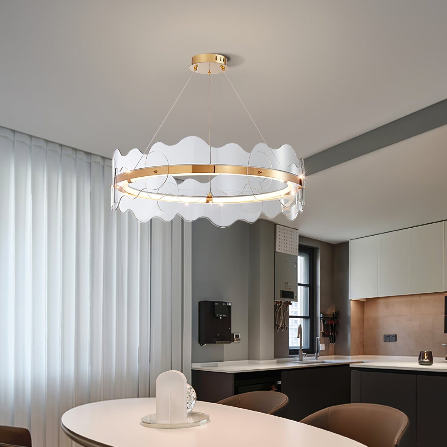 Elegant Acrylic Wave Chandelier with Energy-Efficient LED Lighting