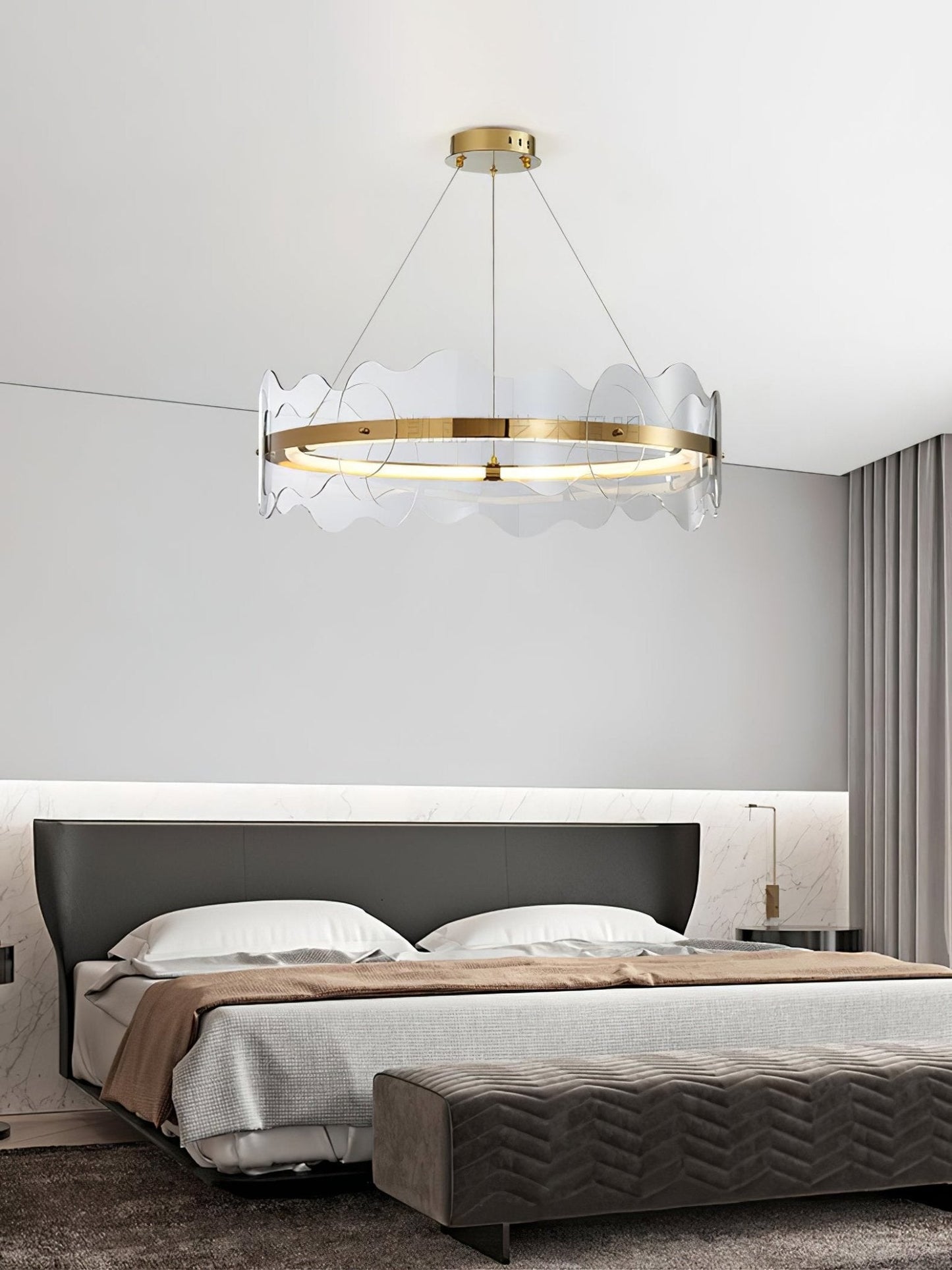 Elegant Acrylic Wave Chandelier with Energy-Efficient LED Lighting