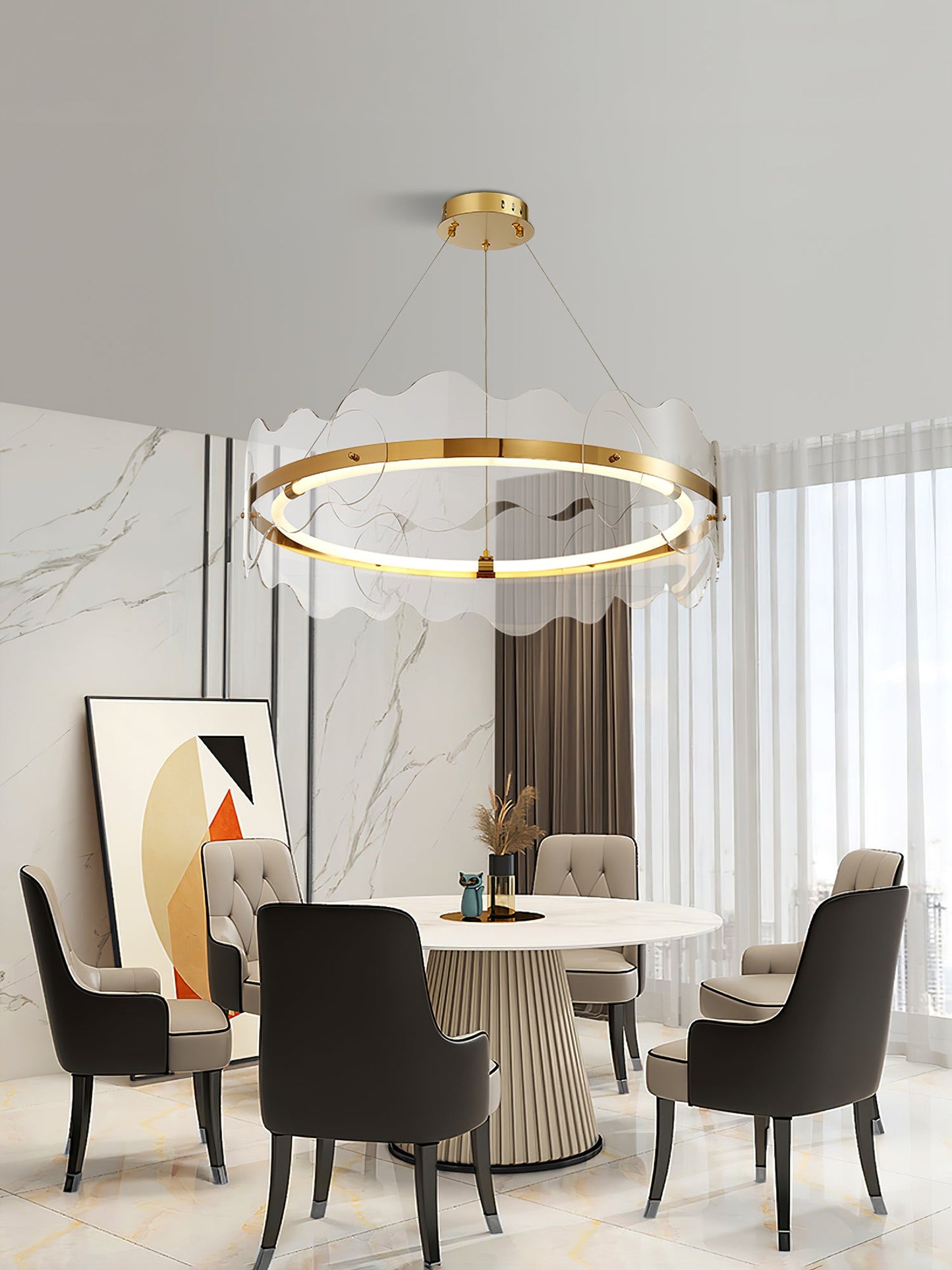 Elegant Acrylic Wave Chandelier with Energy-Efficient LED Lighting