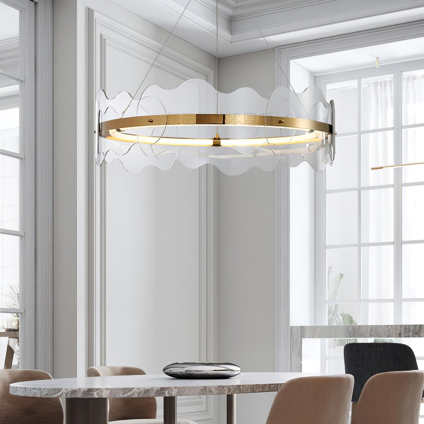 Elegant Acrylic Wave Chandelier with Energy-Efficient LED Lighting