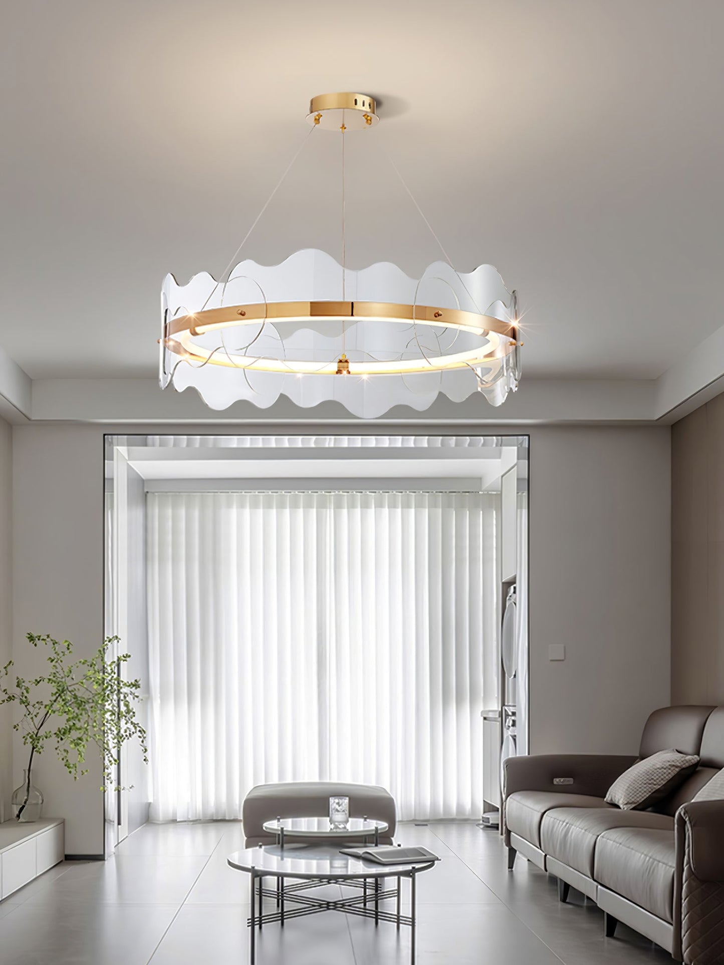 Elegant Acrylic Wave Chandelier with Energy-Efficient LED Lighting
