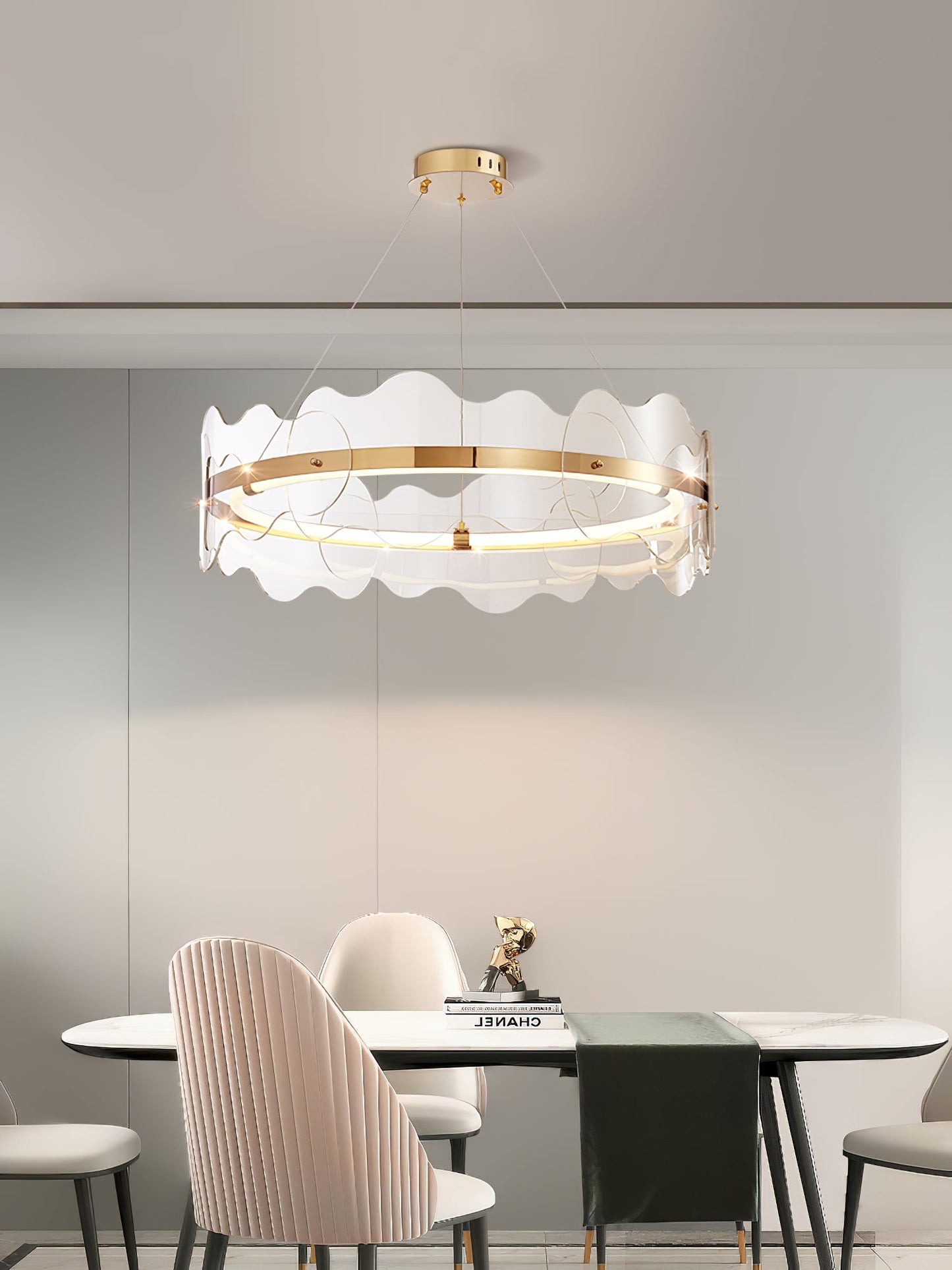 Elegant Acrylic Wave Chandelier with Energy-Efficient LED Lighting
