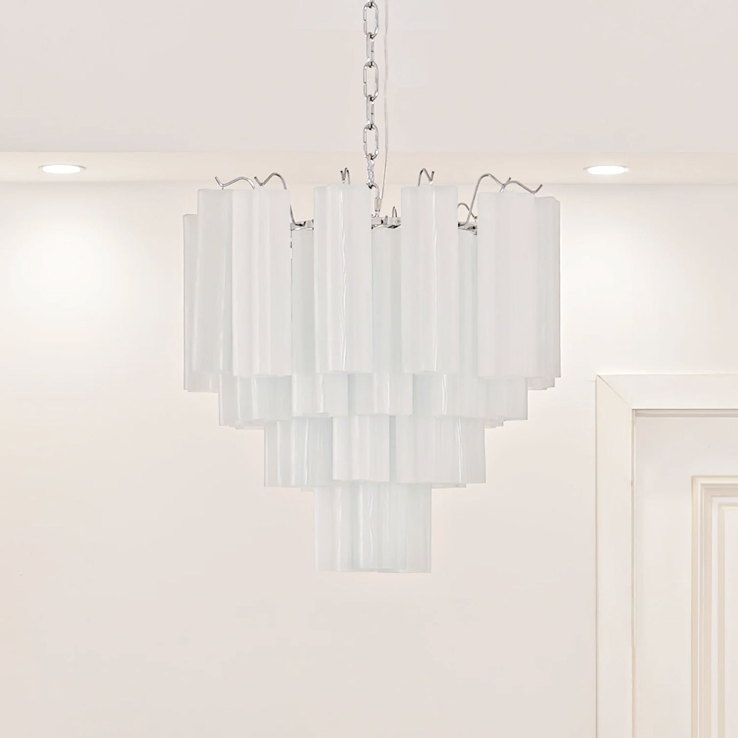 Aveline Elegant Glass Chandelier with Adjustable Height & LED Compatib