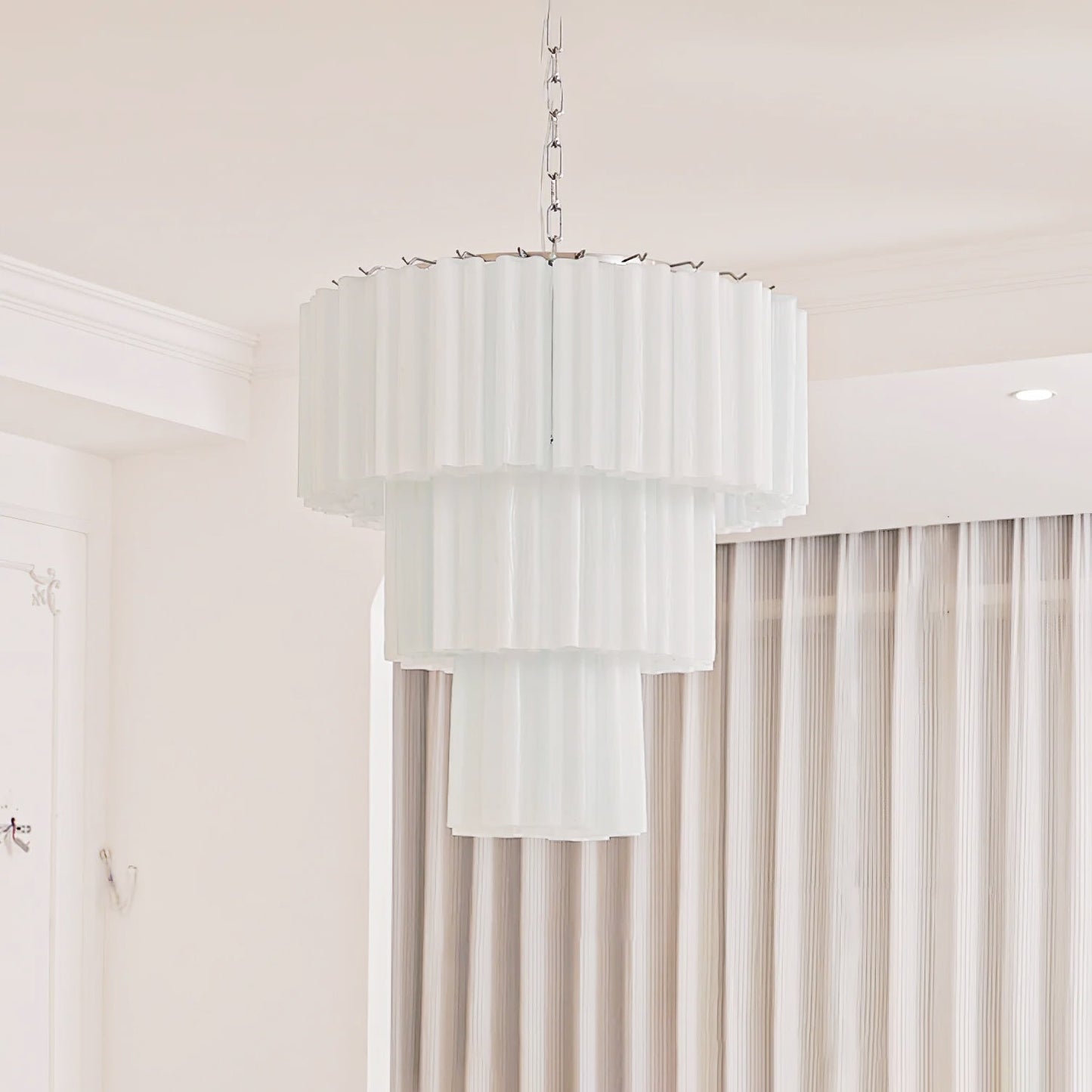 Aveline Elegant Glass Chandelier with Adjustable Height & LED Compatib