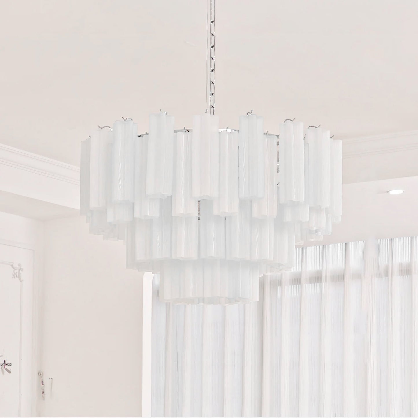 Aveline Elegant Glass Chandelier with Adjustable Height & LED Compatib