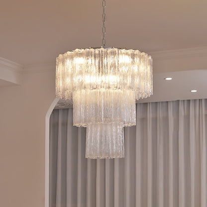 Aveline Elegant Glass Chandelier with Adjustable Height & LED Compatib