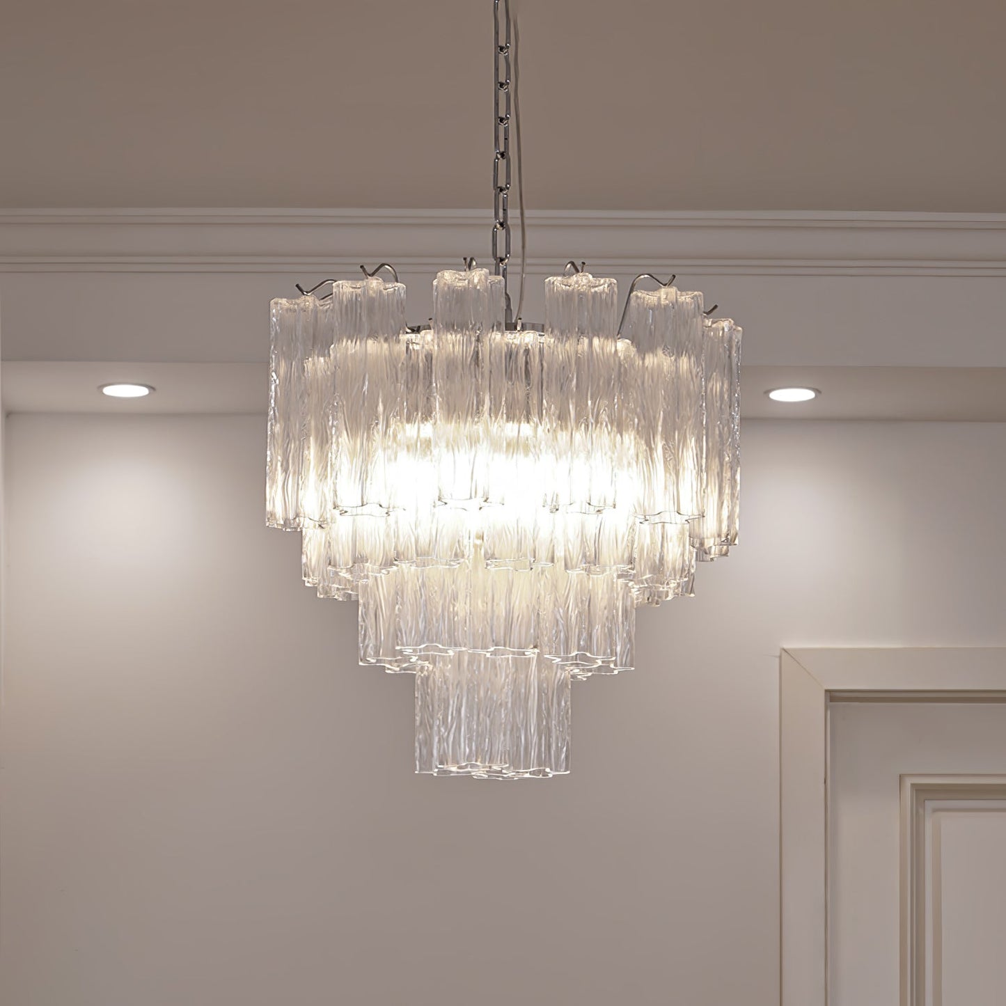 Aveline Elegant Glass Chandelier with Adjustable Height & LED Compatib