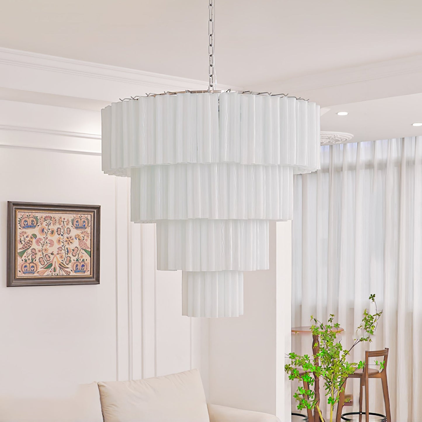 Aveline Elegant Glass Chandelier with Adjustable Height & LED Compatib