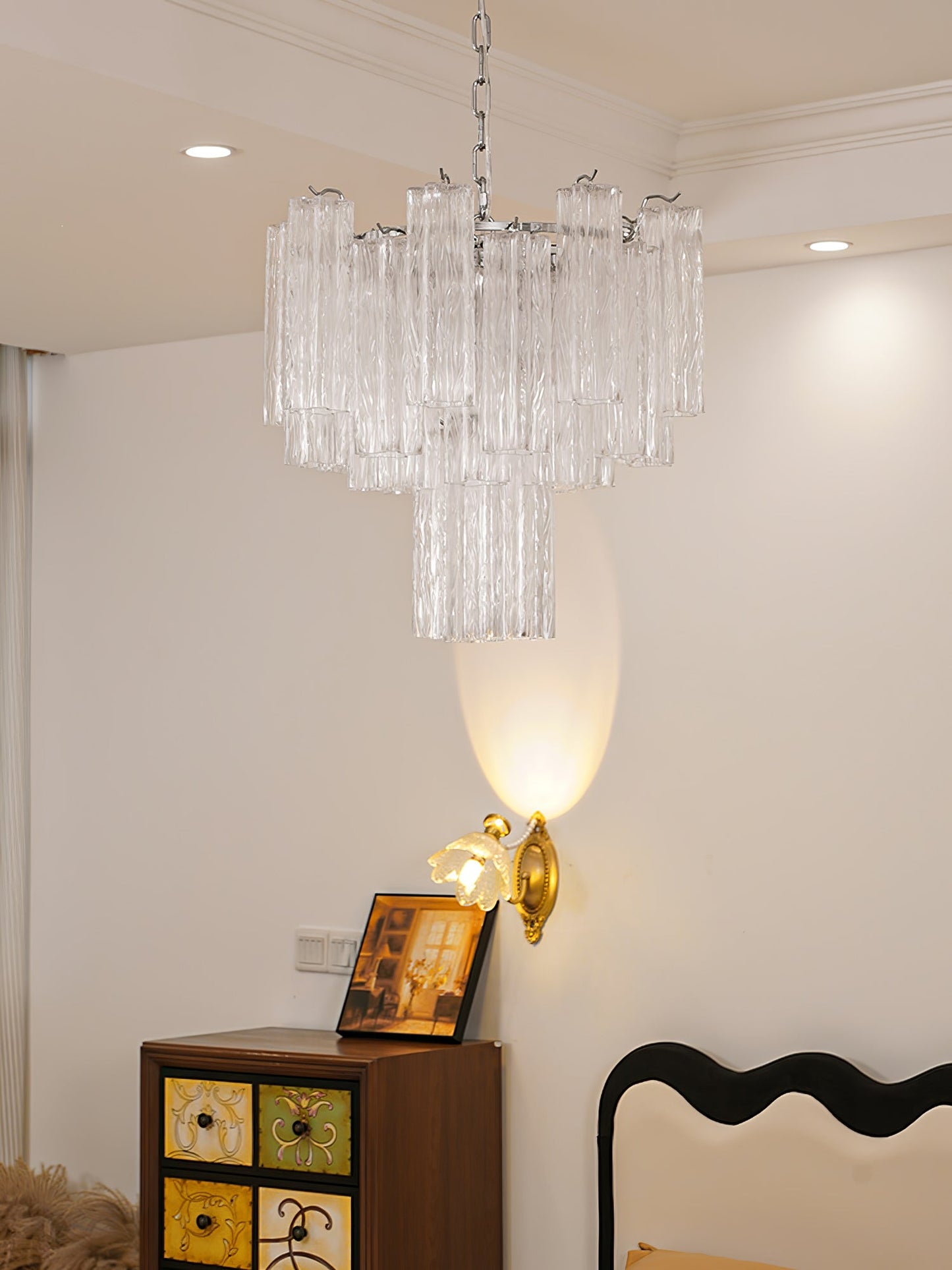 Aveline Elegant Glass Chandelier with Adjustable Height & LED Compatib