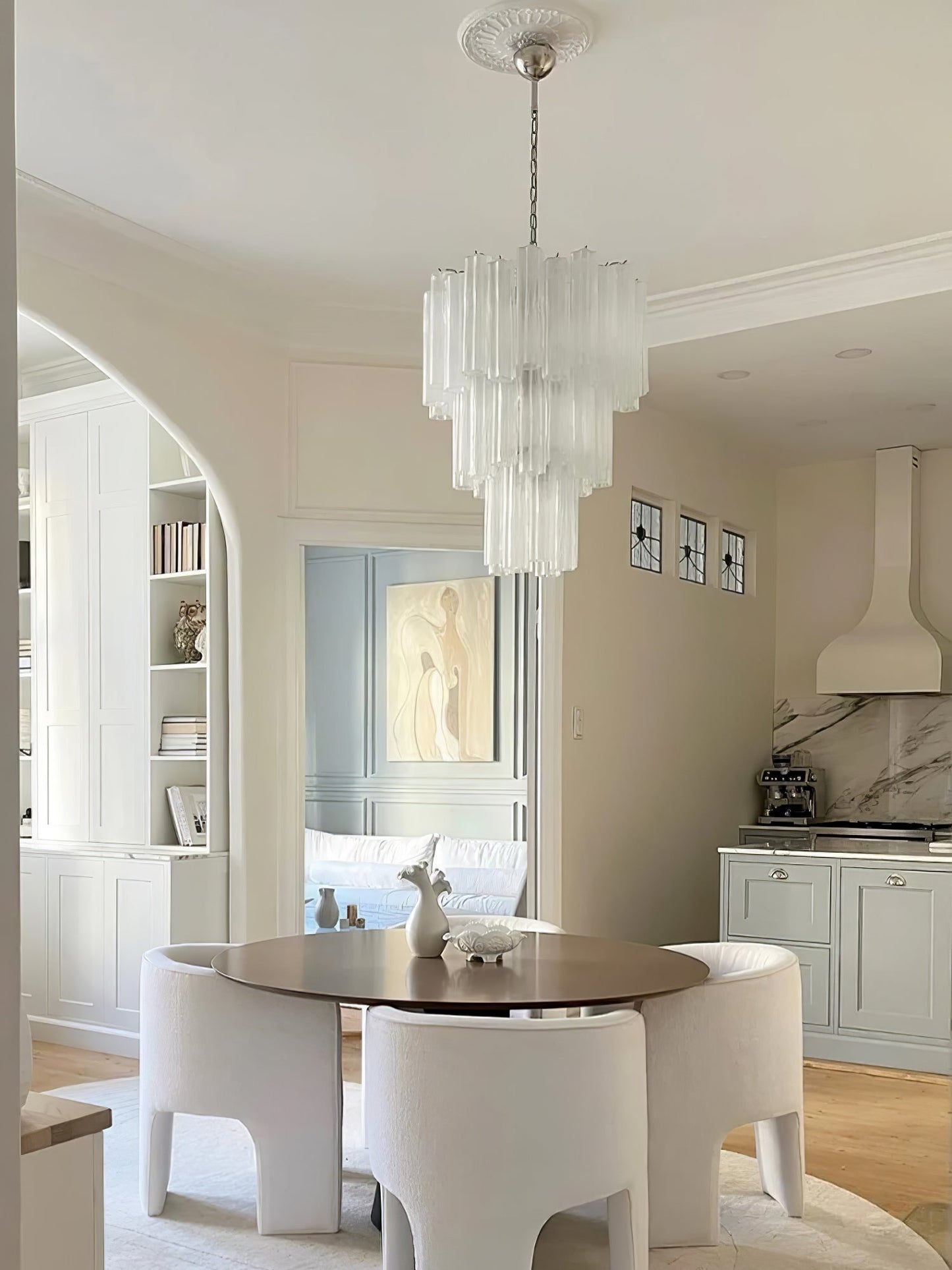 Aveline Elegant Glass Chandelier with Adjustable Height & LED Compatib