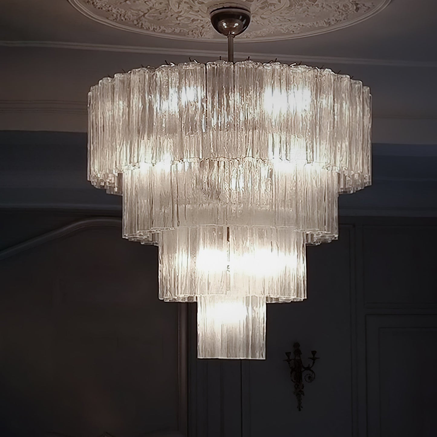 Aveline Elegant Glass Chandelier with Adjustable Height & LED Compatib