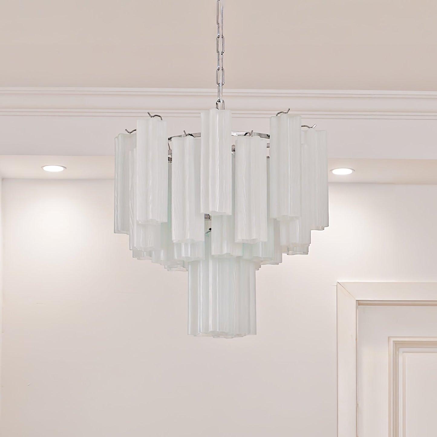 Aveline Elegant Glass Chandelier with Adjustable Height & LED Compatib