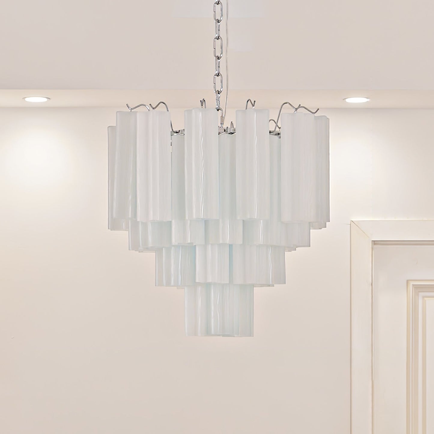 Aveline Elegant Glass Chandelier with Adjustable Height & LED Compatib