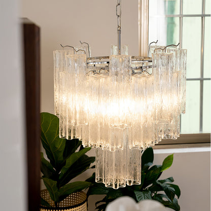 Aveline Elegant Glass Chandelier with Adjustable Height & LED Compatib