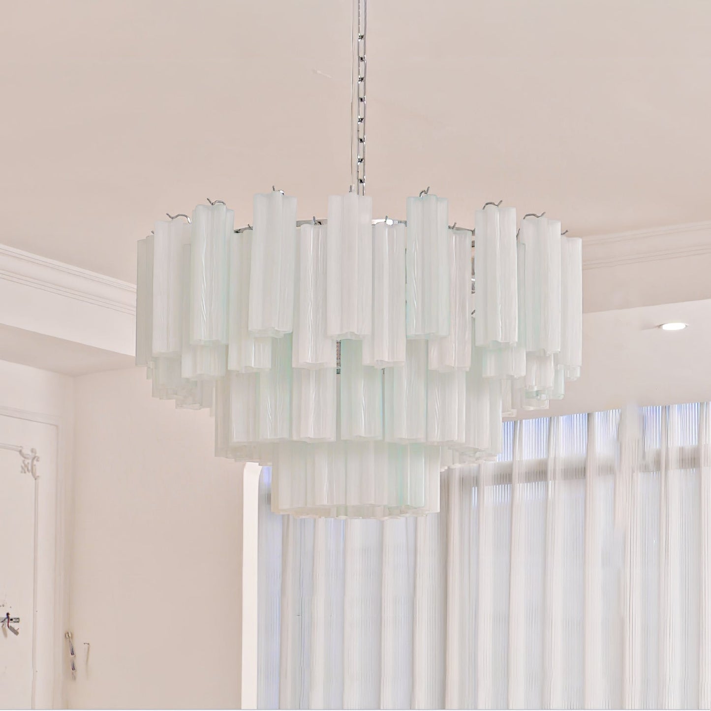 Aveline Elegant Glass Chandelier with Adjustable Height & LED Compatib