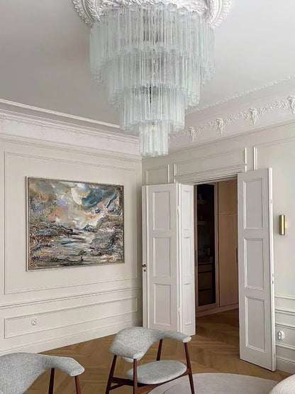 Aveline Elegant Glass Chandelier with Adjustable Height & LED Compatib