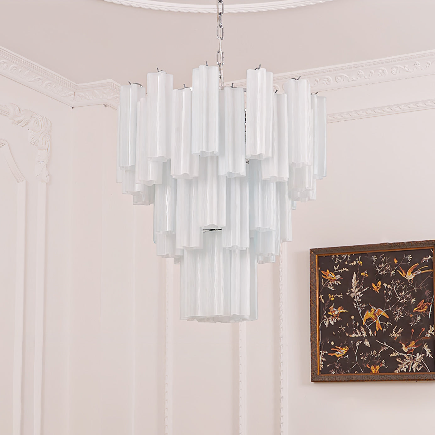 Aveline Elegant Glass Chandelier with Adjustable Height & LED Compatib
