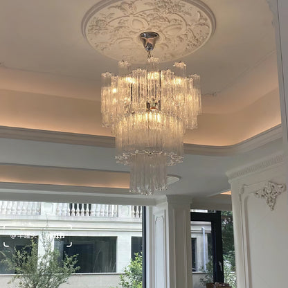 Aveline Elegant Glass Chandelier with Adjustable Height & LED Compatib