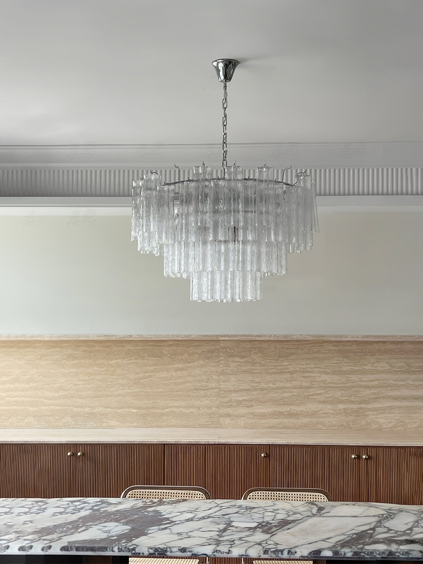 Aveline Elegant Glass Chandelier with Adjustable Height & LED Compatib