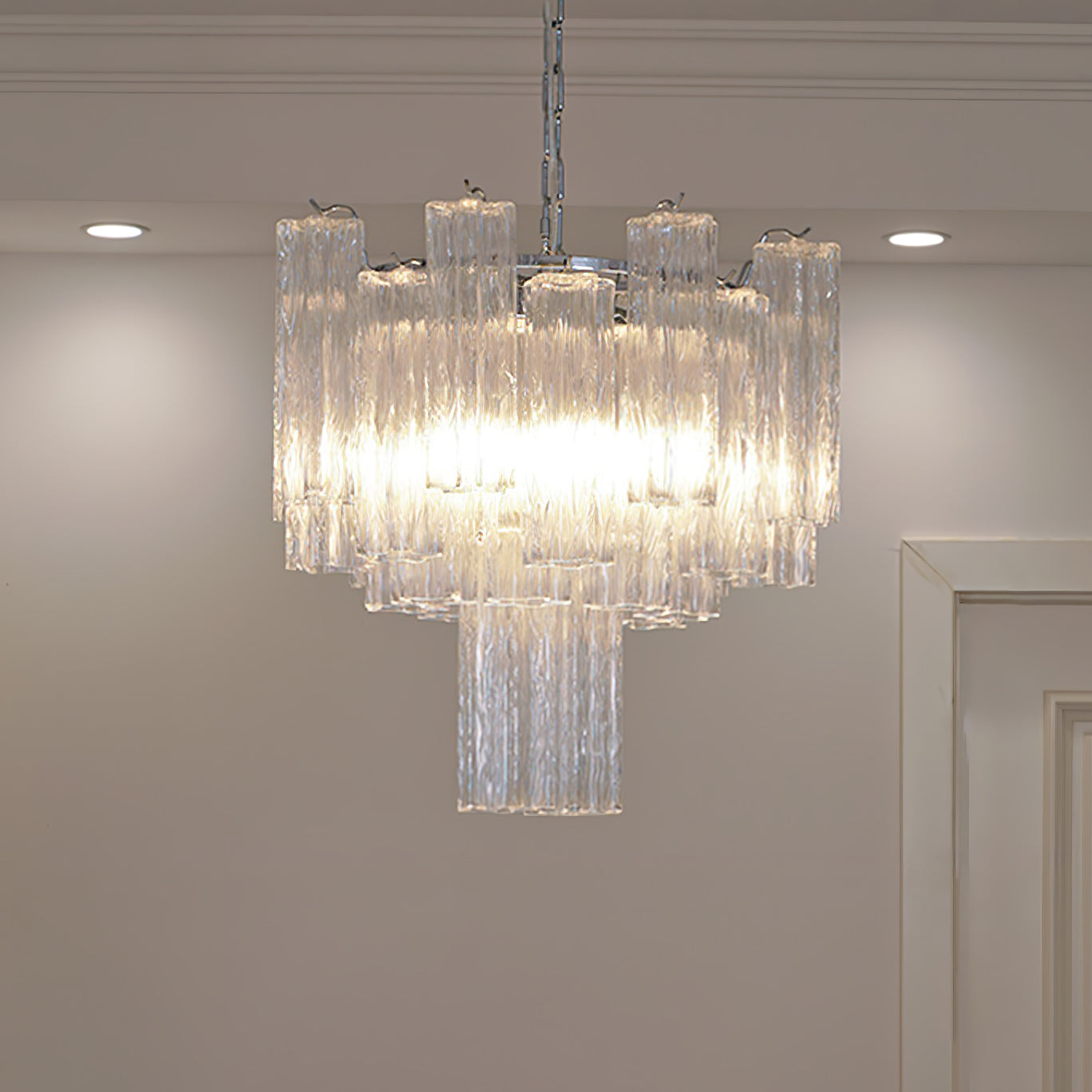 Aveline Elegant Glass Chandelier with Adjustable Height & LED Compatib